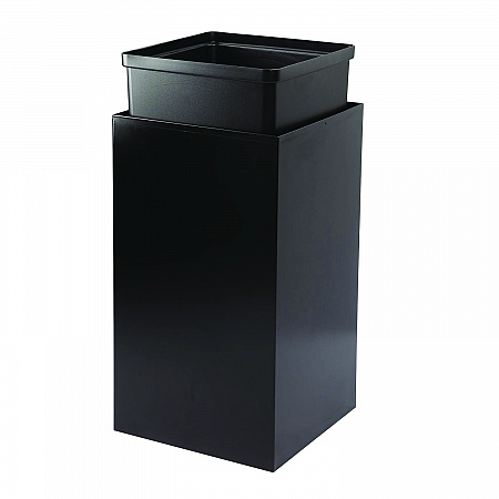 29 Gallon Trash/Recycling Cans, Steel, Black Can with Square Lid (4450KITBLKS)