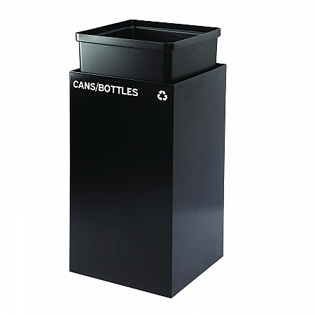 29 Gallon Trash/Recycling Cans, Steel, Black Cans/Bottles Recycling Can with Mixed Lid (4450KITBLKMC)
