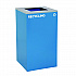 29 Gallon Trash/Recycling Cans, Steel, Blue Recycling and Black Trash Cans w/Square Lid, Green Mixed Recycling Can Mixed Lid (4450BLKKIT22)