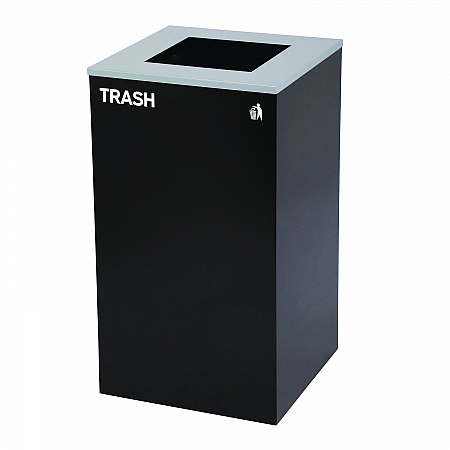 29 Gallon Trash/Recycling Cans, Steel, Blue Mixed Recycling and Black Trash Cans w/Square Lids, Green Compost Can w/Mixed Lid (4450BLKKIT24)