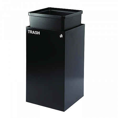 29 Gallon Trash/Recycling Cans, Steel, Blue Recycling Can and Green Recycling Can w/Mixed Lids, Black Trash Can w/Square Lid (4450BLKKIT30)