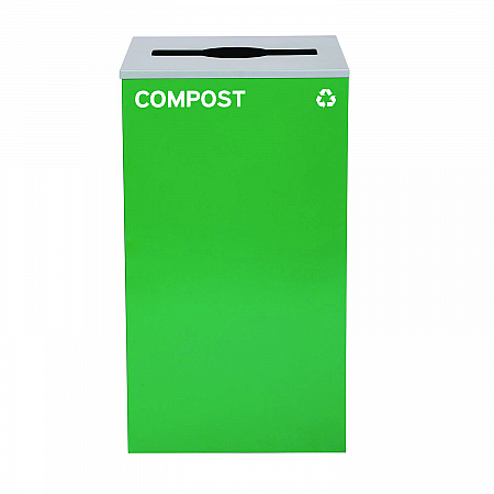 29 Gallon Trash/Recycling Cans, Steel, Blue Cans/Bottles Recycling and Green Compost Can w/Mixed Lid, Black Trash Can Sq Lid (4450BLKKIT29)