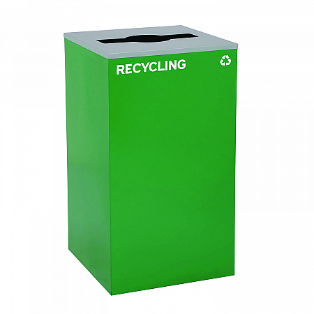 29 Gallon Trash/Recycling Cans, Steel, Blue Recycling Can w/Circle Lid, Green Recycling w/Mixed Lid, Black Trash w/Square Lid (4450BLKKIT39)