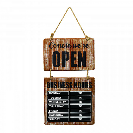 Business Hours Outdoor Sign, 9.75 x 22.5, Brown Face, Black/White Lettering, Chalkboard (EGPHD0310S)