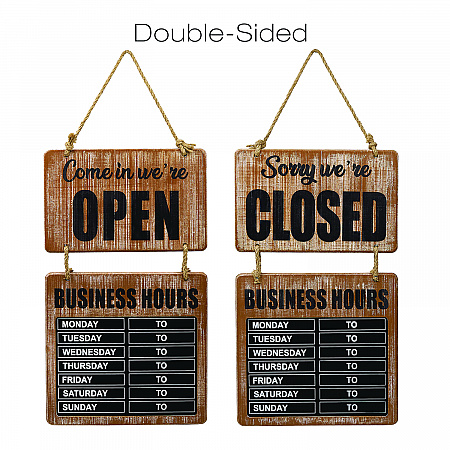 Business Hours Outdoor Sign, 9.75 x 22.5, Brown Face, Black/White Lettering, Chalkboard (EGPHD0310S)