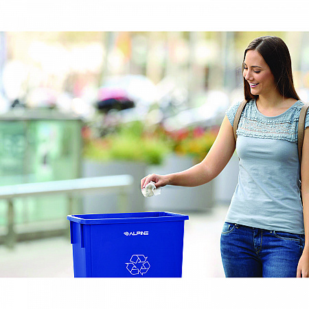 Slim 23 Gallon Recycling Bin, Plastic, Blue (477RBLU)