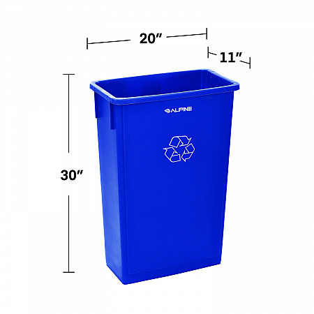 Slim 23 Gallon Recycling Bin, Plastic, Blue (477RBLU)