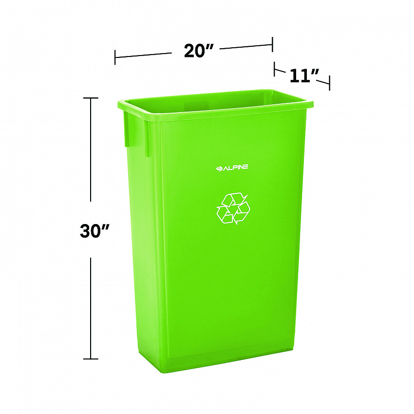 Slim 23 Gallon Recycling Bin, Plastic, Lime Green (ALP477LGRN)