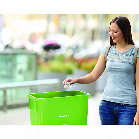 Slim 23 Gallon Recycling Bin, Plastic, Lime Green (ALP477LGRN)
