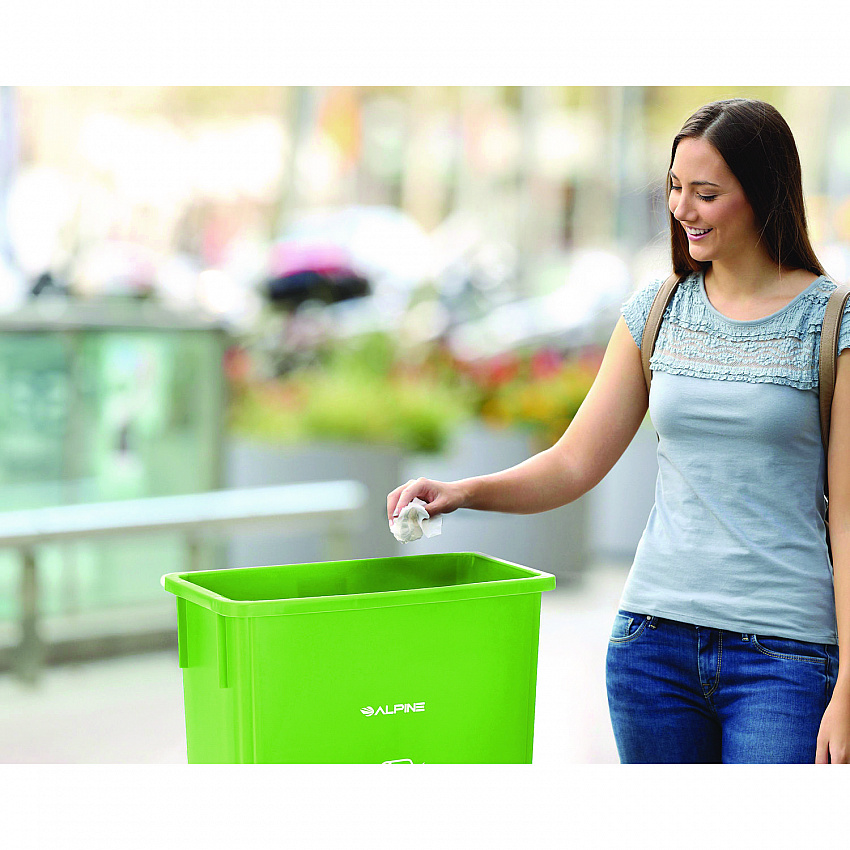 Slim 23 Gallon Recycling Bin, Plastic, Lime Green (ALP477LGRN)