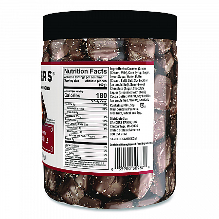 Small Batch Wonders Dark Chocolate Sea Salt Caramels, 18 oz Tub (MRY30987)