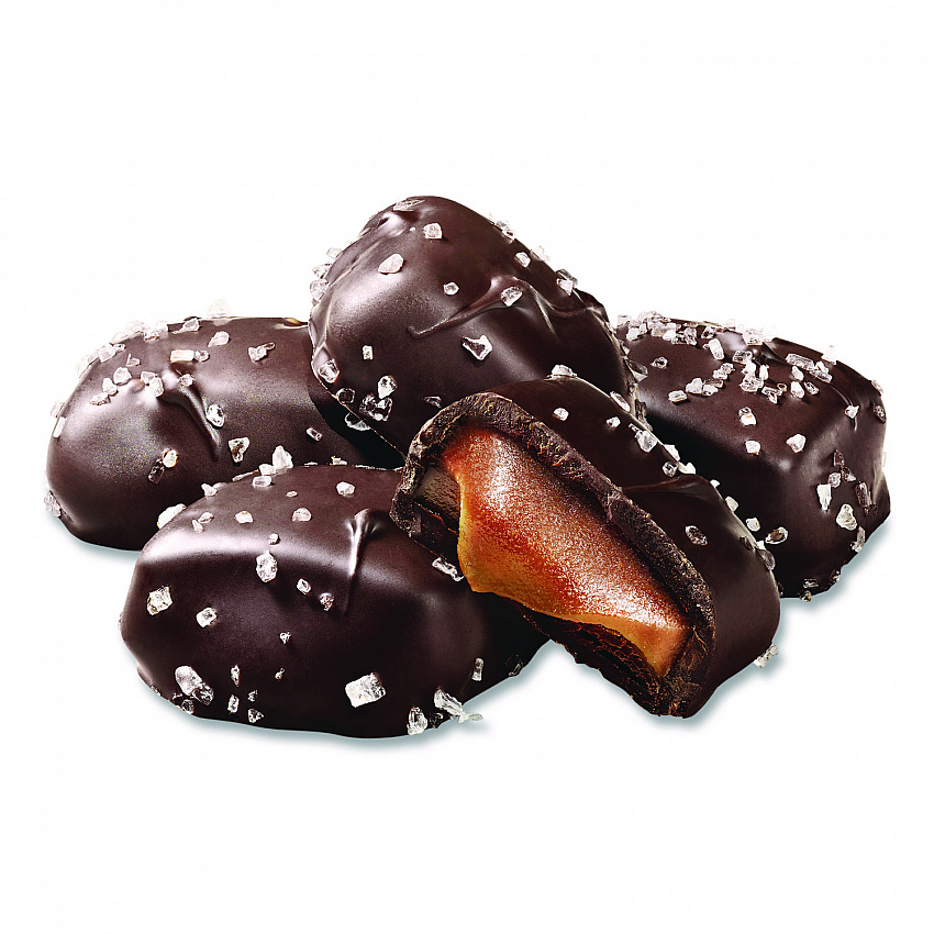 Small Batch Wonders Dark Chocolate Sea Salt Caramels, 18 oz Tub (MRY30987)