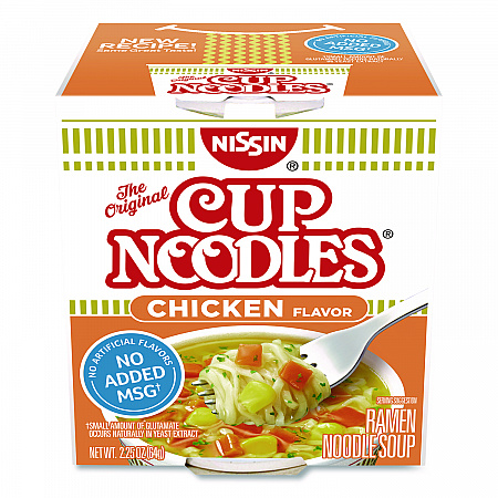 Cup Noodles, Chicken, 2.25 oz Cup, 12/Carton (NIS23003)