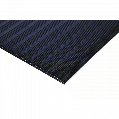 Ribbed Vinyl Anti-Fatigue Mat, Rectangular, Black Ribbed Surface, 24