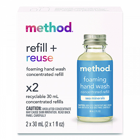 Refill + Reuse Foaming Hand Soap Refill, Sea Minerals Scent, 1 oz Refill Bottle, 2/Pack (356009)