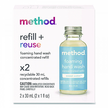 Refill + Reuse Foaming Hand Soap Refill, Sweet Water Scent, 1 oz Refill Bottle, 2/Pack (356011)