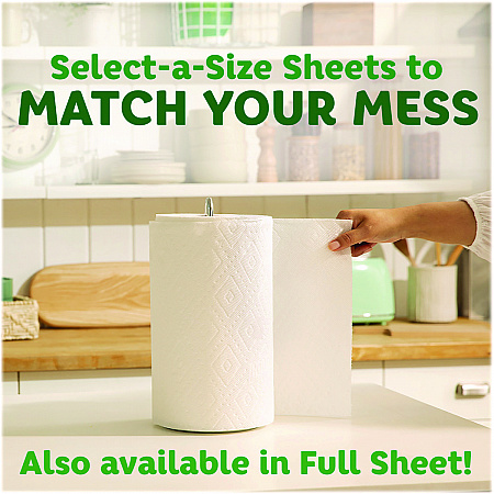 Select-a-Size Kitchen Roll Paper Towels, 2-Ply, 11 x 5.9, White, 135 Sheets/Roll, 2 Rolls/Pack (06133)