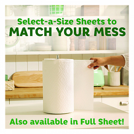 Select-a-Size Kitchen Roll Paper Towels, 2-Ply, 11 x 5.9, White, 135 Sheets/Roll, 4 Rolls/Pack (06134)
