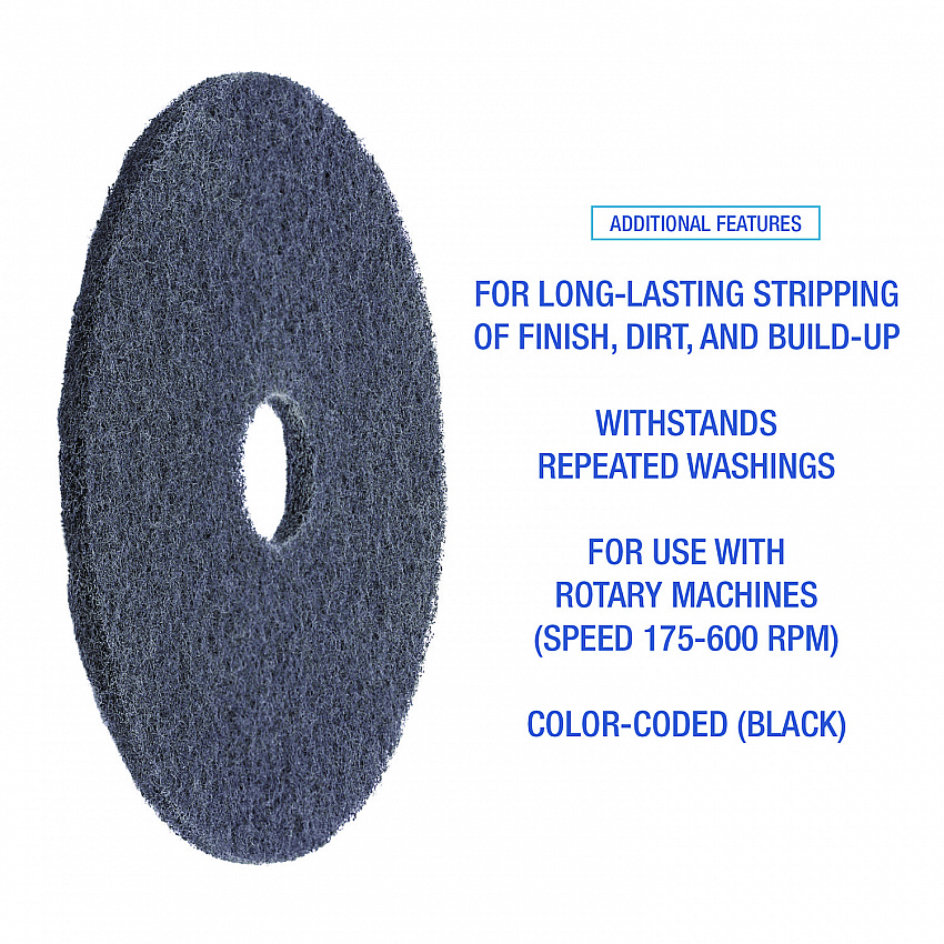 High Performance Stripping Floor Pads, 19" Diameter, Black, 5/Carton (4019HIP)