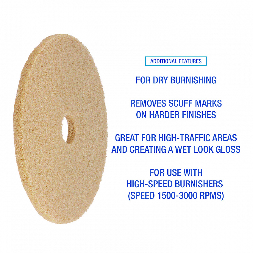 Burnishing Floor Pads, 27" Diameter, Tan, 5/Carton (4027ULT)