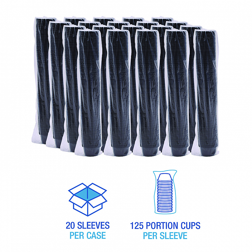 Souffle/Portion Cups, 4 oz, Plastic, Black, 2,500/Carton (PRTN4BL)
