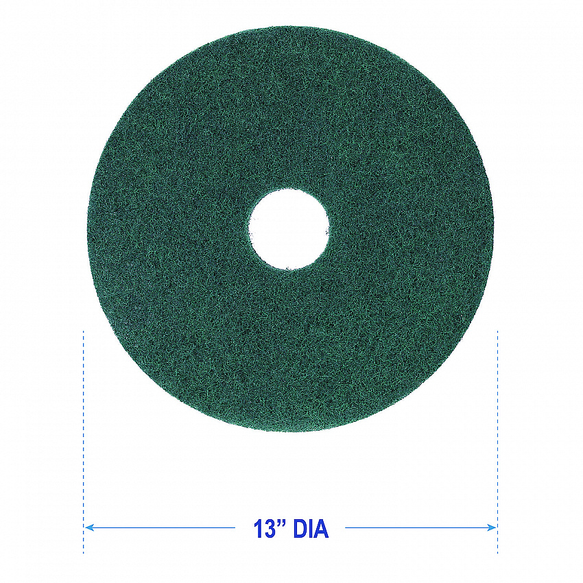 Heavy-Duty Scrubbing Floor Pads, 13" Diameter, Green, 5/Carton (4013GRE)