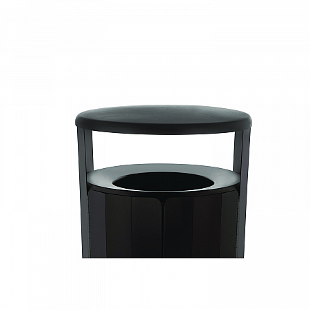 RESIST Round Waste Container, 45 gal, Metal, Textured Black/Black Gloss (2184979)