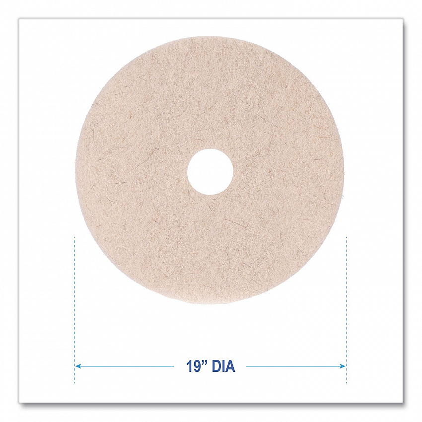 Natural Hog Hair Burnishing Floor Pads, 19" Diameter, Tan, 5/Carton (4019NHE)