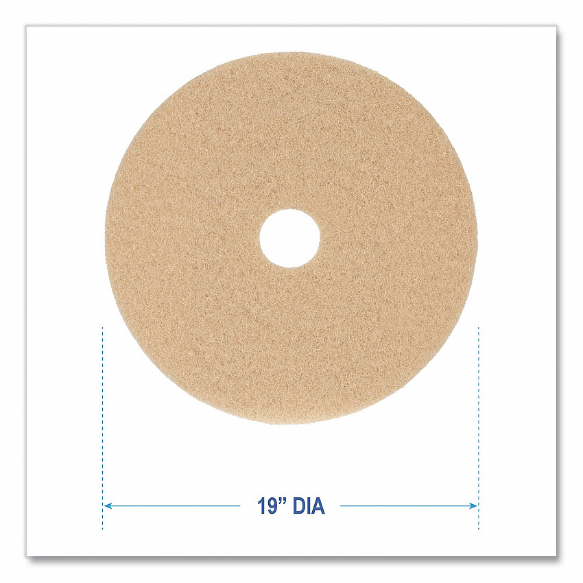 Burnishing Floor Pads, 19" Diameter, Tan, 5/Carton (4019ULT)