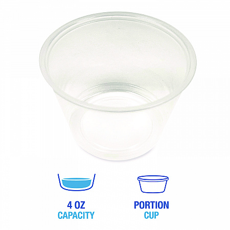 Souffle/Portion Cups, 4 oz, Plastic, Translucent, 2,500/Carton (PRTN4TS)