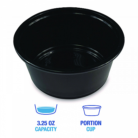 Souffle/Portion Cups, 3.25 oz, Plastic, Black, 2,500/Carton (PRTN325BL)