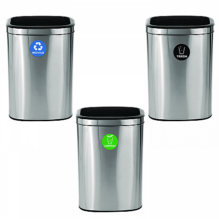 10.5 Gallon Recycle, Trash and Compost Combo Station, Brushed Stainless Steel (47040LRTCO)