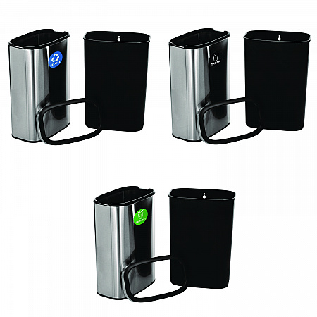 10.5 Gallon Recycle, Trash and Compost Combo Station, Brushed Stainless Steel (47040LRTCO)