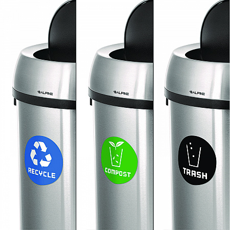 17 Gallon Stainless Steel Indoor Recycling, Trash and Compost Bins with Swivel Lid (47065L1RTCO)