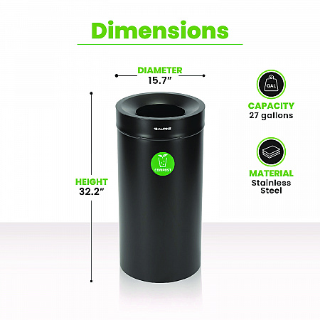 27 Gallon Black Stainless Steel Compost Can (47527BLKCO)