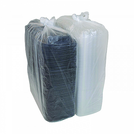 MealMaster Rib Container Base/Lid, 16.6 x 7.3 x 2.3, Black/Clear, Plastic, 80/Carton (YCNC167000DZ)