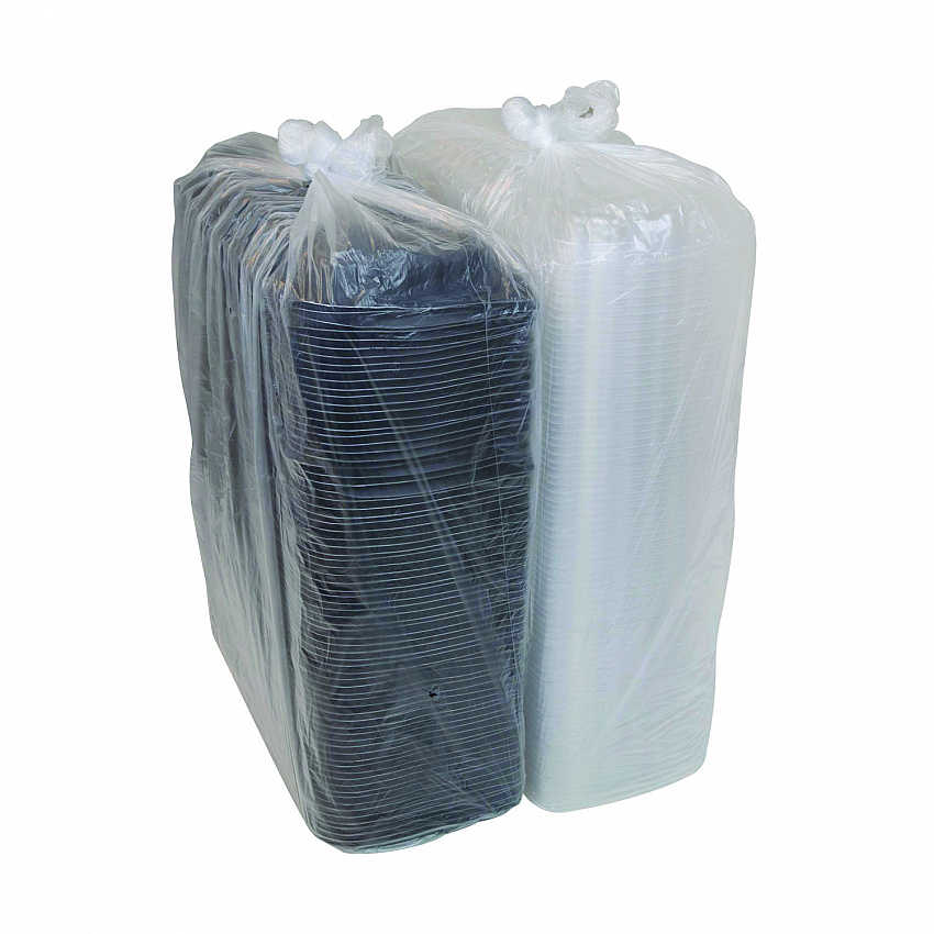 MealMaster Rib Container Base/Lid, 16.6 x 7.3 x 2.3, Black/Clear, Plastic, 80/Carton (YCNC167000DZ)