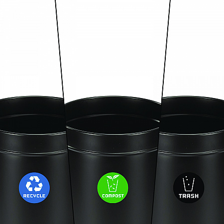 27 Gallon Black Stainless Steel Compost Bin, Recycling Can and Trash Receptacle (47527BLKRTCO)