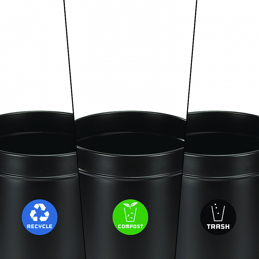 27 Gallon Black Stainless Steel Compost Bin, Recycling Can and Trash Receptacle (47527BLKRTCO)