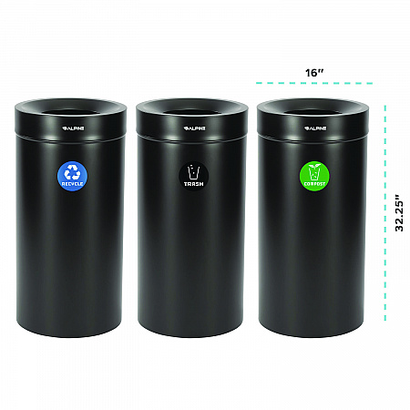 27 Gallon Black Stainless Steel Compost Bin, Recycling Can and Trash Receptacle (47527BLKRTCO)