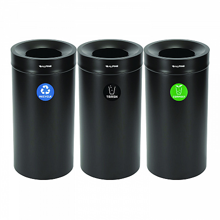 27 Gallon Black Stainless Steel Compost Bin, Recycling Can and Trash Receptacle (47527BLKRTCO)