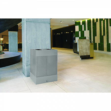 Designer Line Silhouettes Waste Receptacle, 34 gal, Steel, Silver Metallic (2182675)