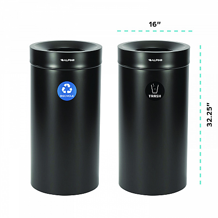 27 Gallon Black Stainless Steel Recycling Can and Trash Receptacle (47527BLKRT)