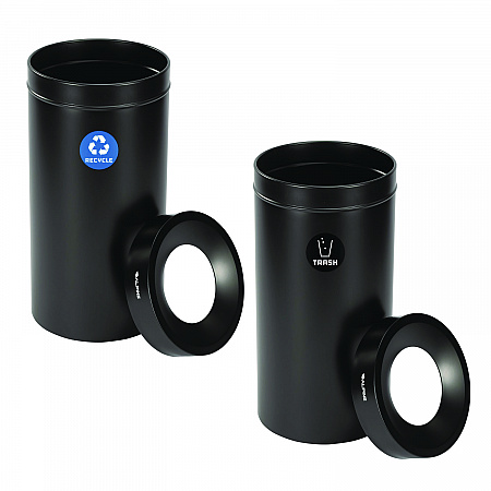 27 Gallon Black Stainless Steel Recycling Can and Trash Receptacle (47527BLKRT)