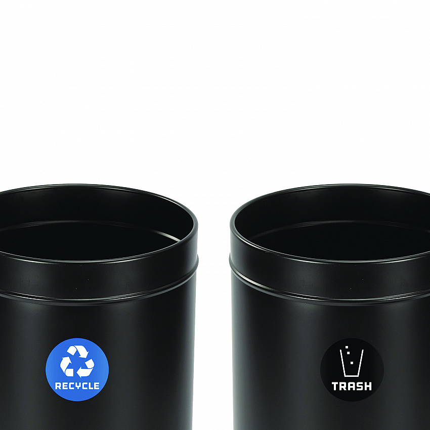 27 Gallon Black Stainless Steel Recycling Can and Trash Receptacle (47527BLKRT)