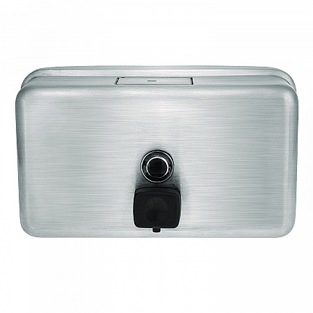 Horizontal Manual Surface-Mounted Stainless Steel Liquid Soap Dispenser, 40 oz, 2.8 x 8.1 x 4.8, Brushed Stainless Steel (ALP424SSB)
