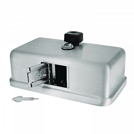 Horizontal Manual Surface-Mounted Stainless Steel Liquid Soap Dispenser, 40 oz, 2.8 x 8.1 x 4.8, Brushed Stainless Steel (ALP424SSB)