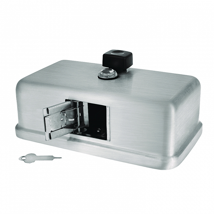 Horizontal Manual Surface-Mounted Stainless Steel Liquid Soap Dispenser, 40 oz, 2.8 x 8.1 x 4.8, Brushed Stainless Steel (ALP424SSB)