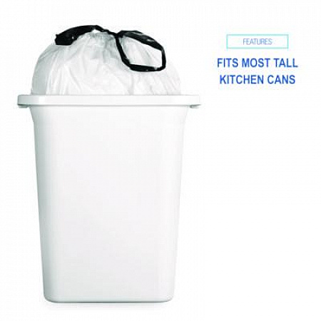 Drawstring Kitchen Bags/Liners, Drawstring, 13 gal, 24