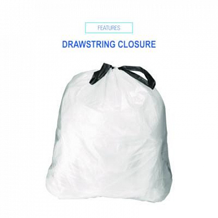 Drawstring Kitchen Bags/Liners, Drawstring, 13 gal, 24